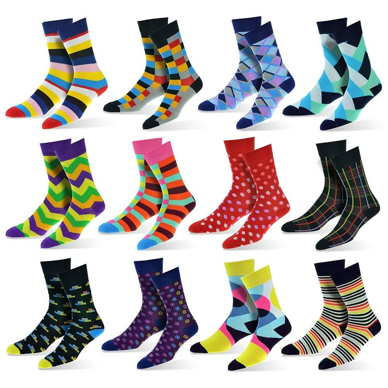 12-Pack: Cotton Fashion Patterned Men's Socks Men's Apparel Collection C - DailySale