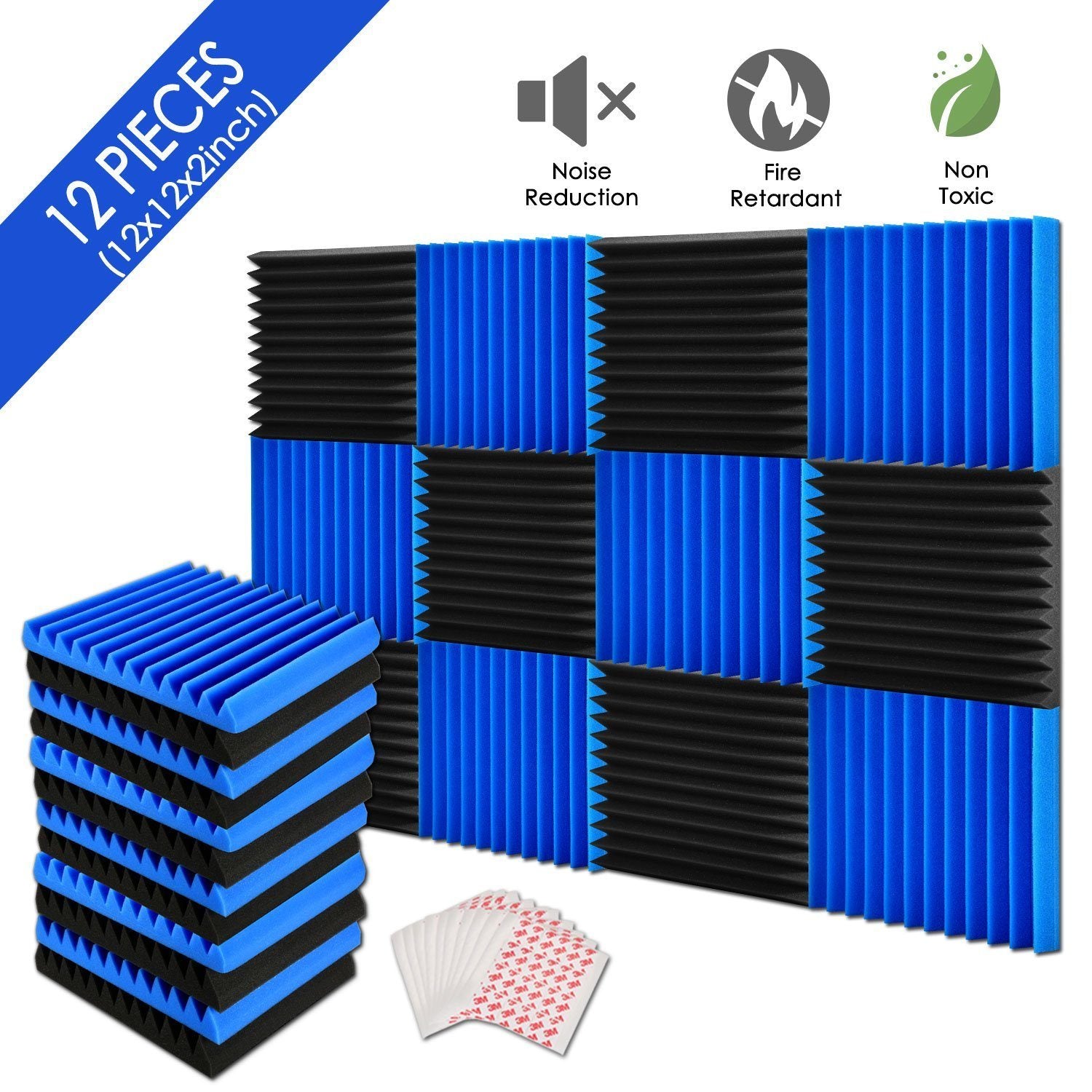 12-Pack: Sound Proof Padding Acoustic Foam Panels Headphones & Audio - DailySale