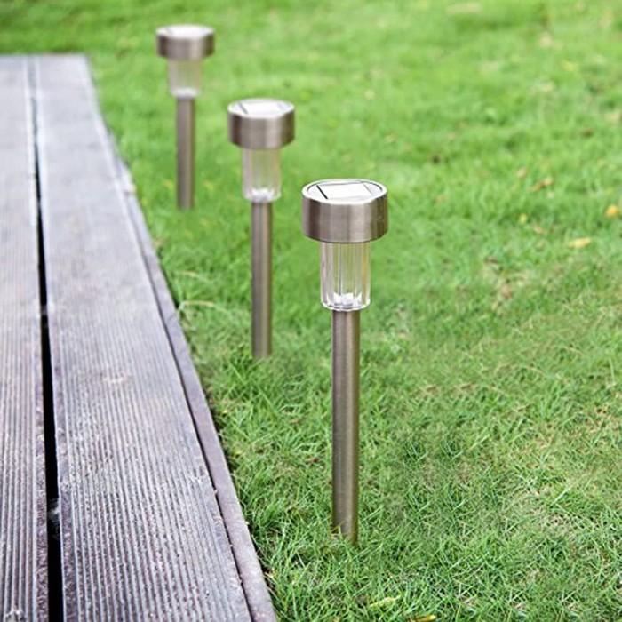 12-Pack: Stainless Steel Solar Powered Pathway Garden Light Garden & Patio - DailySale