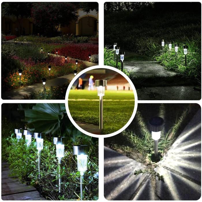 12-Pack: Stainless Steel Solar Powered Pathway Garden Light Garden & Patio - DailySale