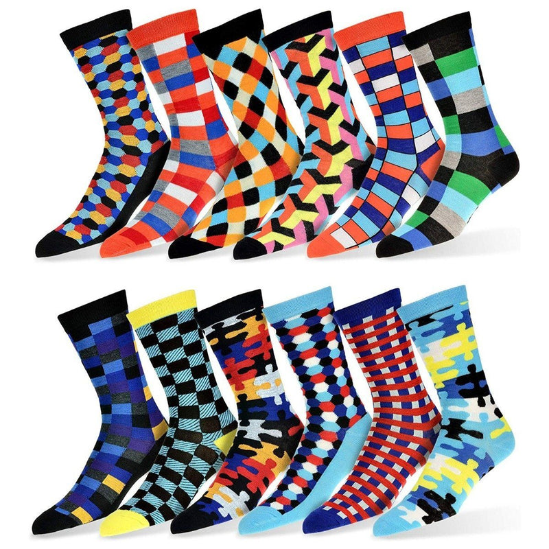 12-Pair: Robert Shweitzer Colorful Dress Socks for Men Men's Apparel Collection A - DailySale