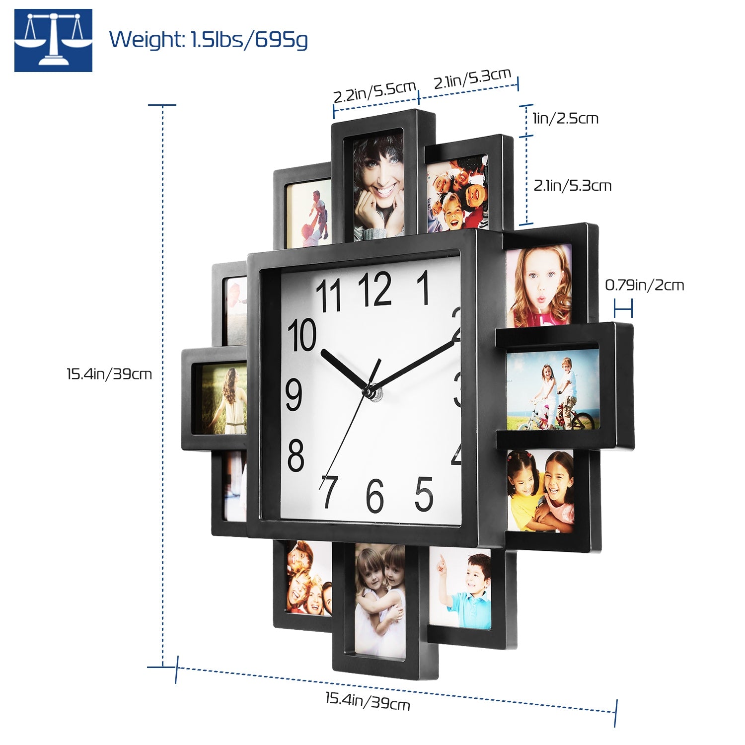 12-Picture Display Wall Clock Household Appliances - DailySale