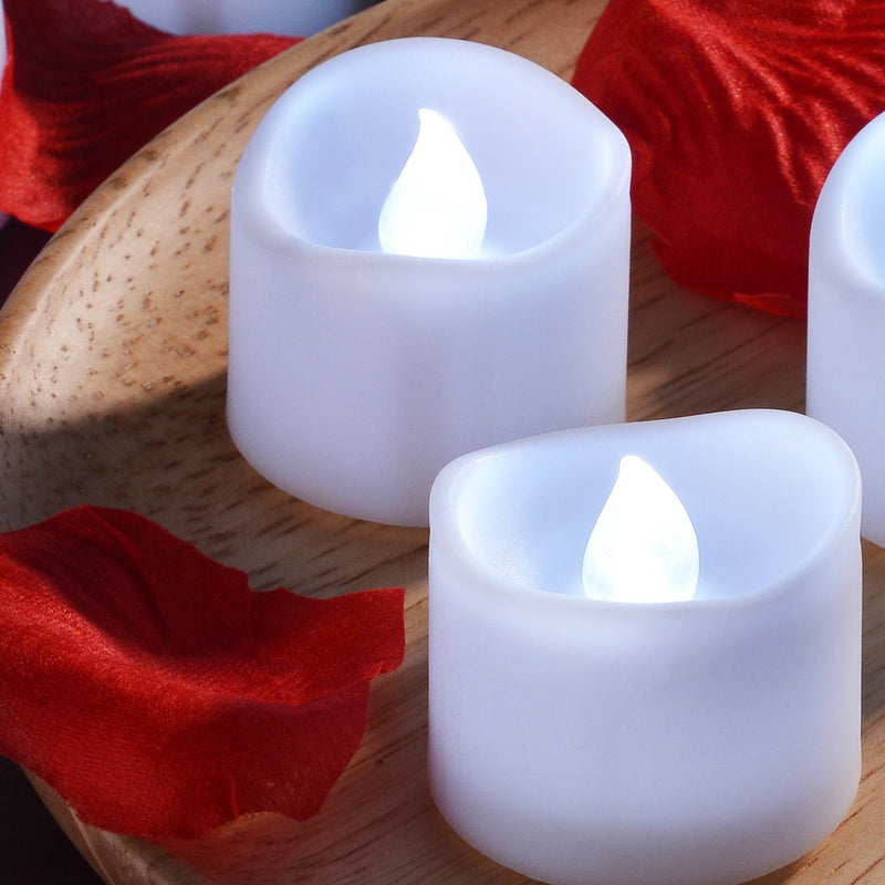 12-Piece: Cool White Flickering Led Tealight Timer Candles Indoor Lighting - DailySale