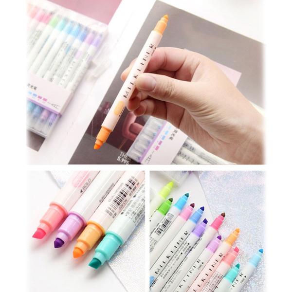 12-Piece: Cute Double Head Fluorescent Pen Highlighters Set Art & Craft Supplies - DailySale