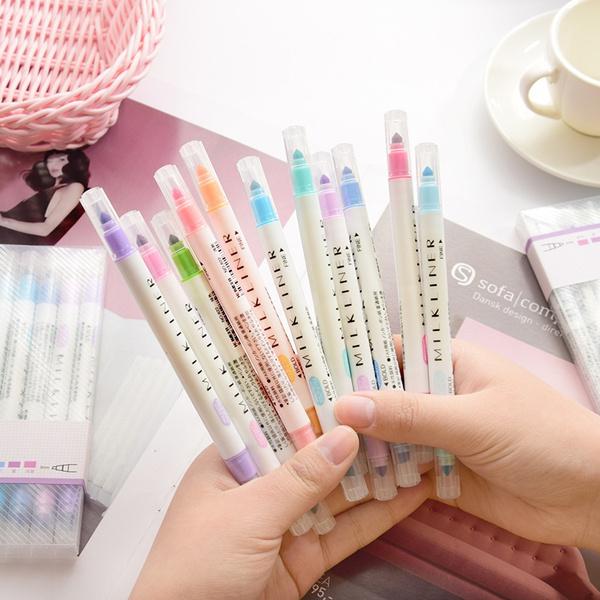 12-Piece: Cute Double Head Fluorescent Pen Highlighters Set Art & Craft Supplies - DailySale