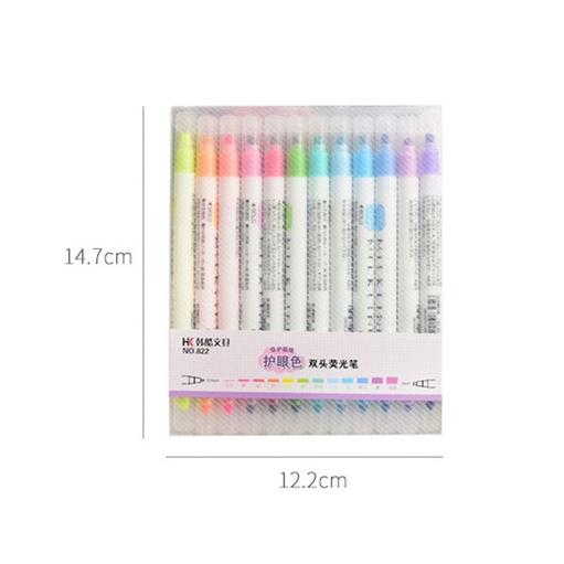 12-Piece: Cute Double Head Fluorescent Pen Highlighters Set Art & Craft Supplies - DailySale