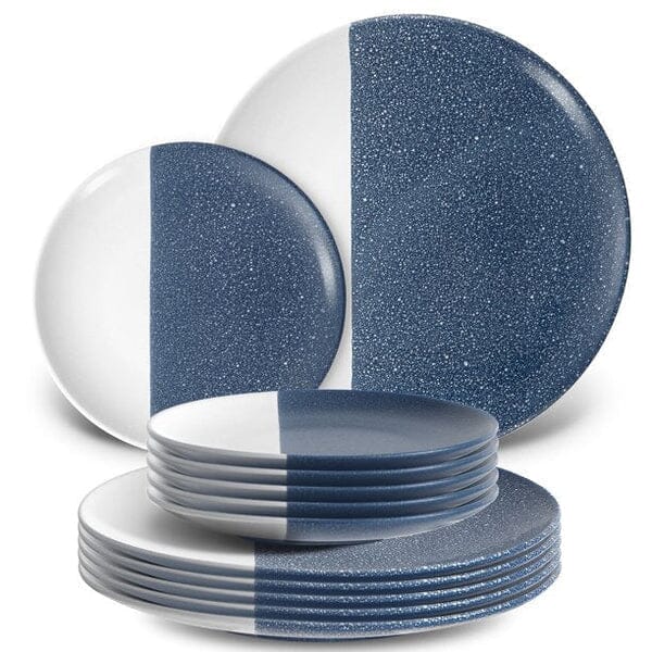12-Piece: HITECLIFE Dinner Plates Set Wine & Dining Blue - DailySale