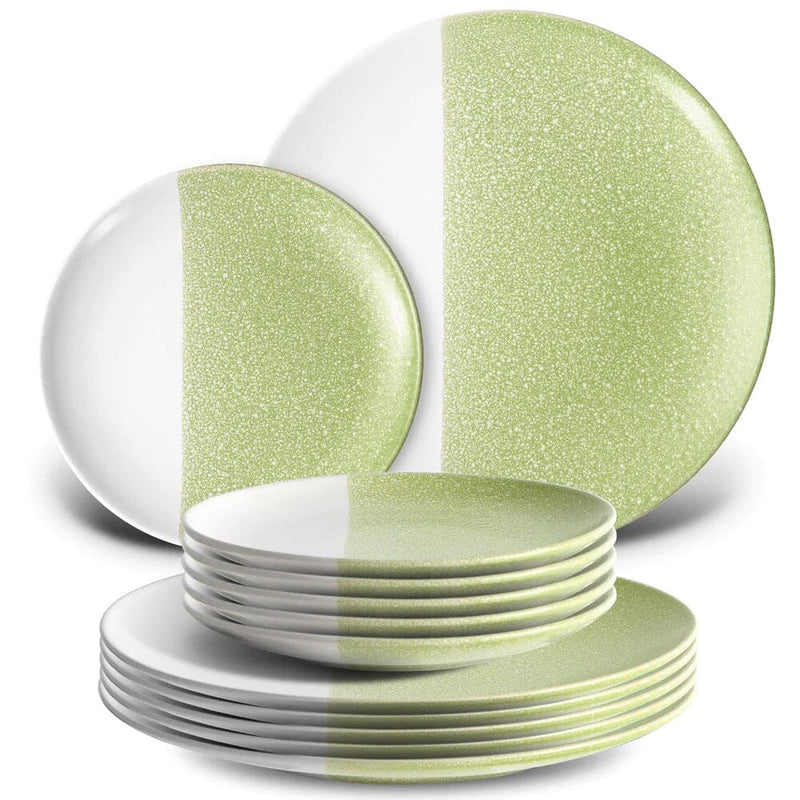 12-Piece: HITECLIFE Dinner Plates Set Wine & Dining Lime Green - DailySale
