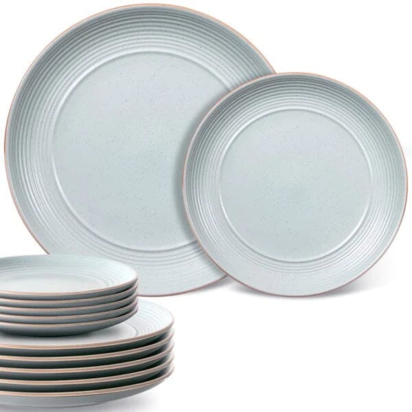 12-Piece: HITECLIFE Microwave and Dishwasher Safe Dinner Plates Set Wine & Dining Teal - DailySale