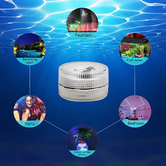 12-Piece: LED RGB Diving Light Remote Control Decorative Light Indoor Lighting - DailySale