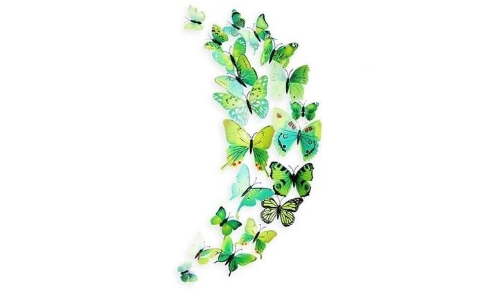 12-Piece Set: 3D Butterfly Magnets - Assorted Colors Furniture & Decor Green - DailySale