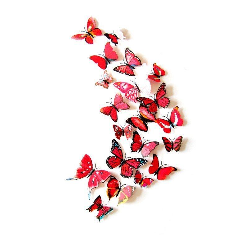 12-Piece Set: 3D Butterfly Magnets - Assorted Colors Furniture & Decor Red - DailySale