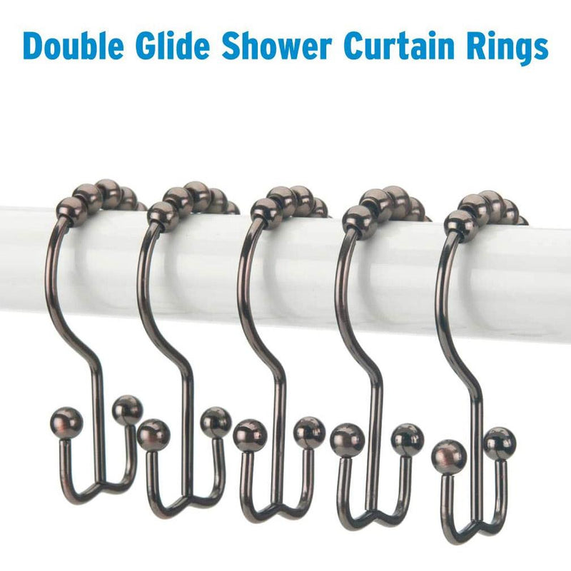 Titanker Plastic Shower Curtain Hooks Double Shower Curtain Rings