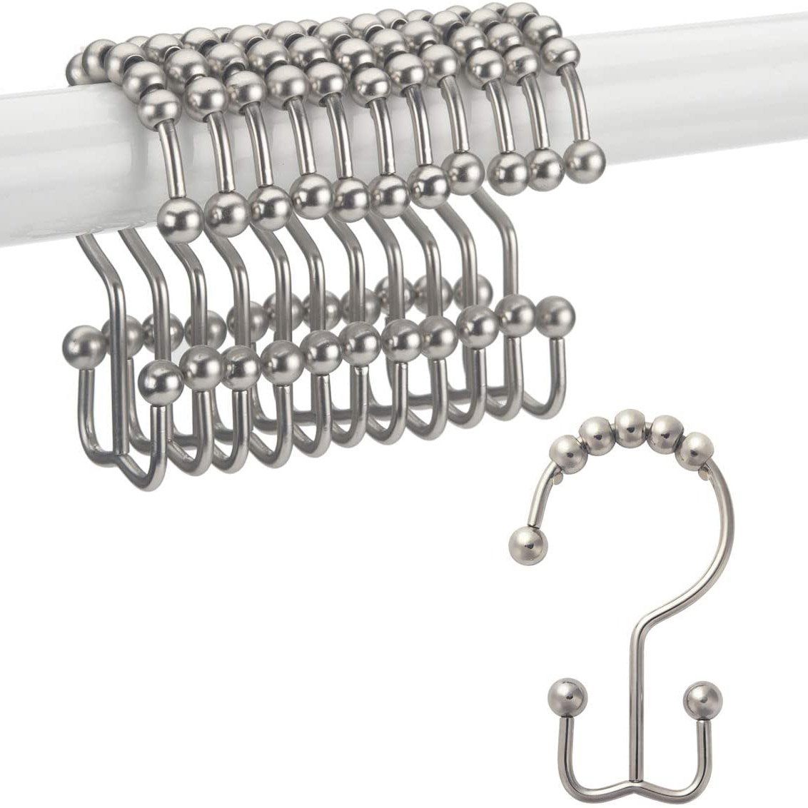 12-Piece Set: Titanker Shower Curtain Hooks Rings Bath Matte Nickel - DailySale