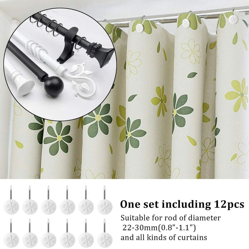 12-Piece: Snowflake Anti-Rust Round Shower Curtain Hooks for Home Bath