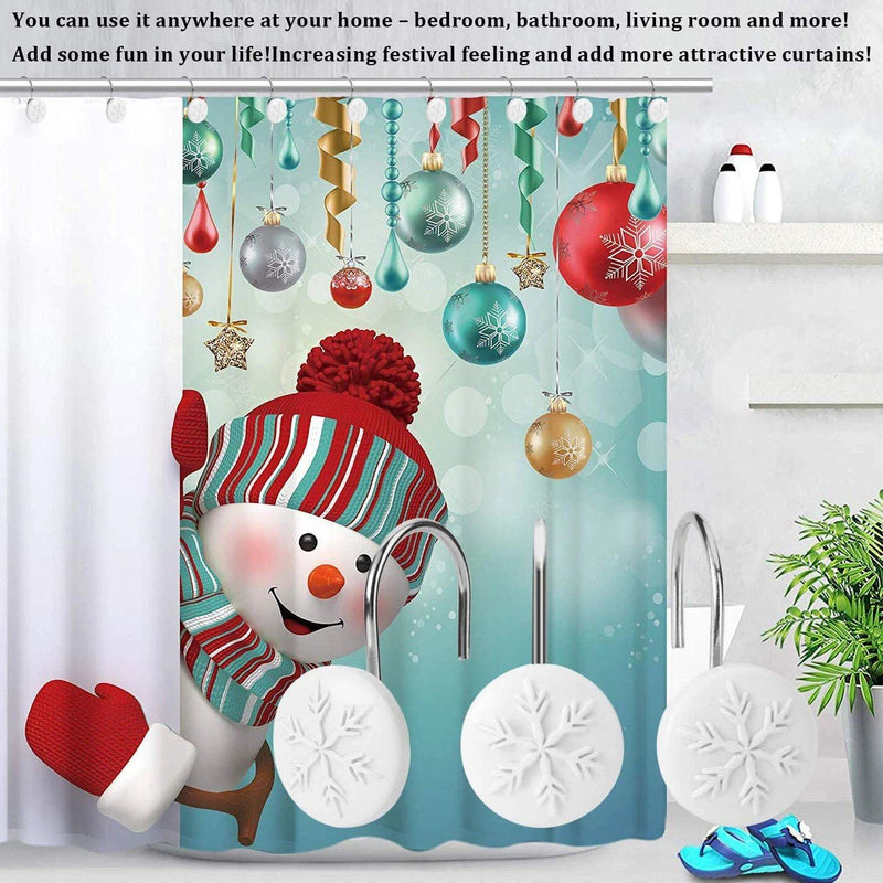 12-Piece: Snowflake Anti-Rust Round Shower Curtain Hooks for Home Bathroom Decor Lighting & Decor - DailySale