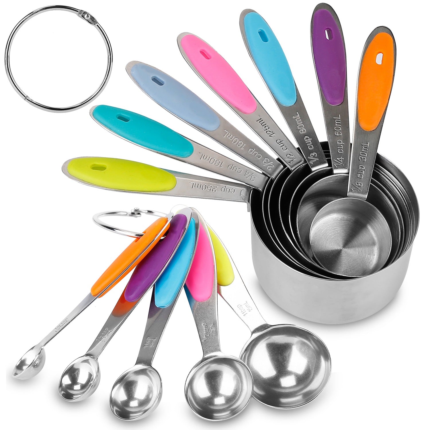 13 Pieces Measuring Cups and Spoons Set Stainless Steel Kitchen