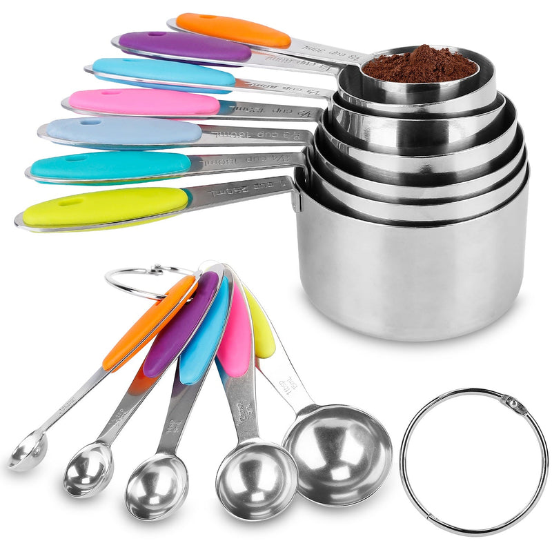 12 Pcs Stainless Steel Measuring Cups Spoons Set Kitchen