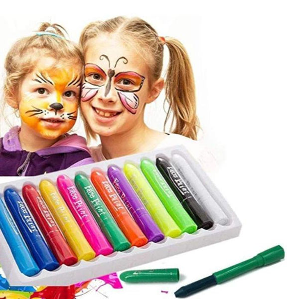 Easy Face Paint Crayons - Non-Toxic Face Painting Kit - 12 Colors Including  Silver and Gold - Washable Face Paint for Kids - Twistable Face and Body