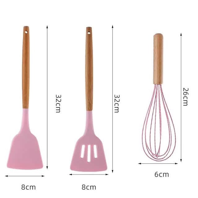 12-Piece: Wood Handle Silicone Kitchenware Kitchen Tools & Gadgets - DailySale