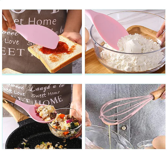 12-Piece: Wood Handle Silicone Kitchenware Kitchen Tools & Gadgets - DailySale