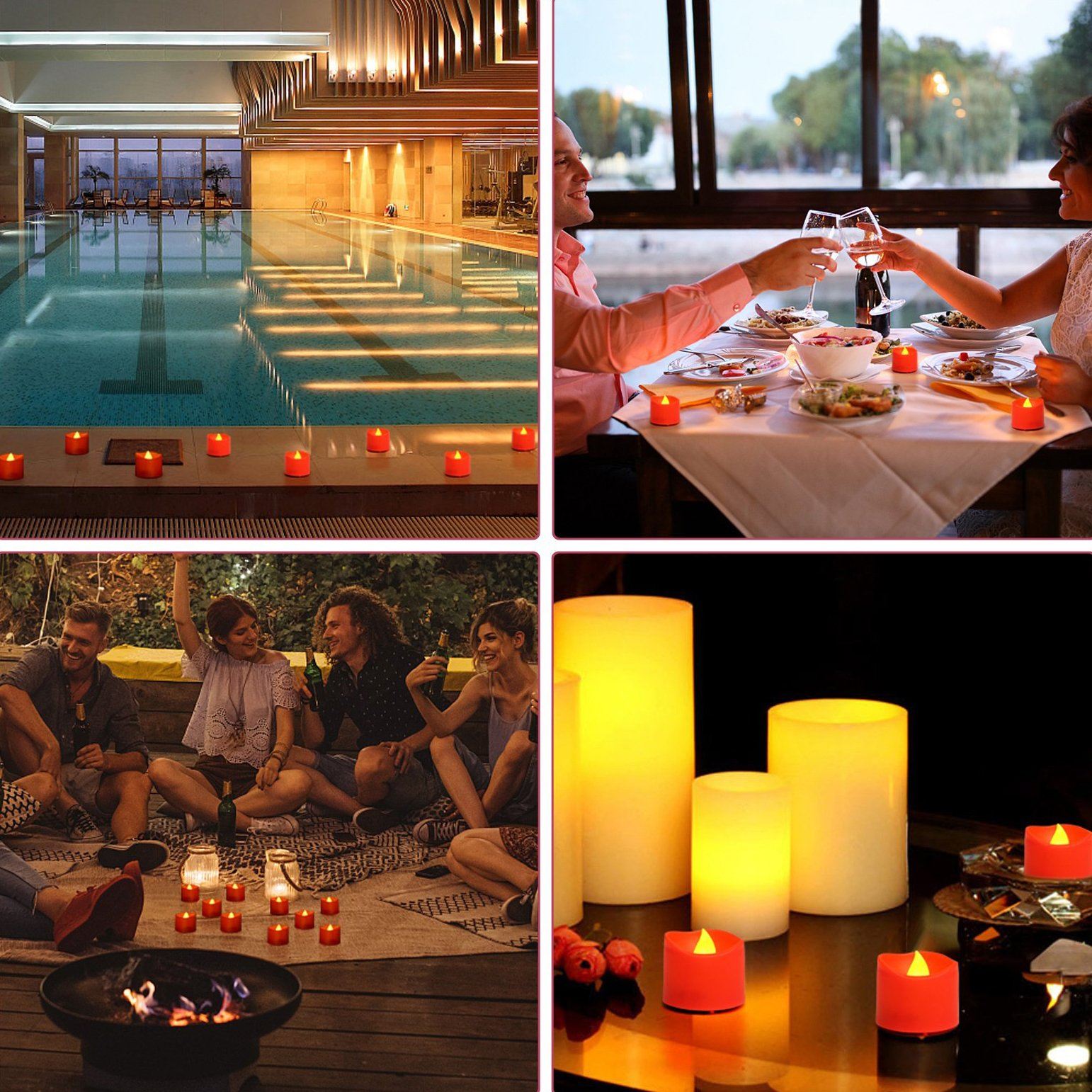 12-Pieces: Amber Yellow LED Tealight Flameless Candles with Timer Indoor Lighting - DailySale