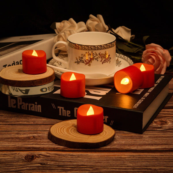 12-Pieces: Amber Yellow LED Tealight Flameless Candles with Timer Indoor Lighting - DailySale