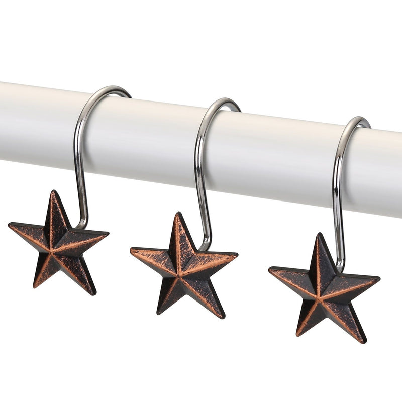 12-Pieces: Anti-Rust Star Decorative Shower Curtain Hooks