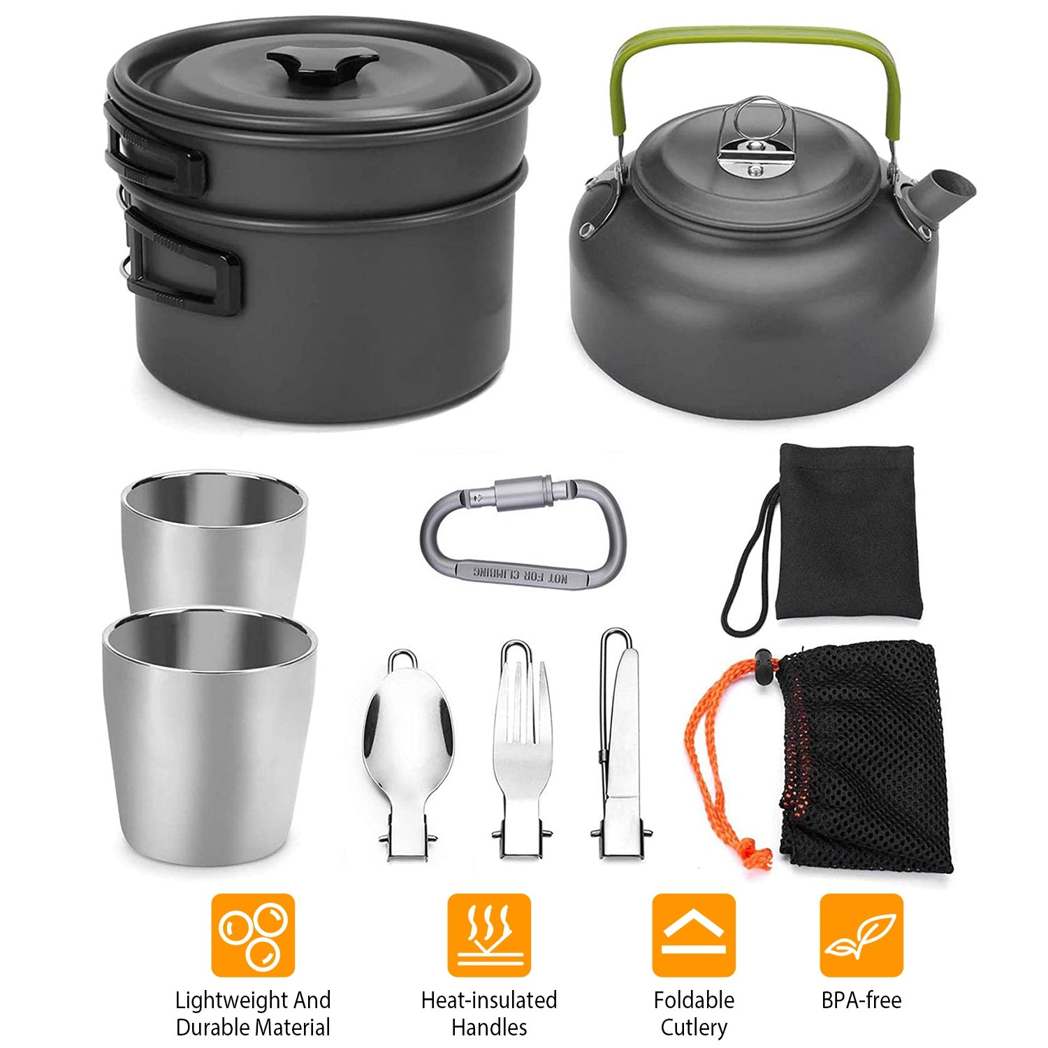 12-Pieces: Camping Cookware Set Sports & Outdoors - DailySale