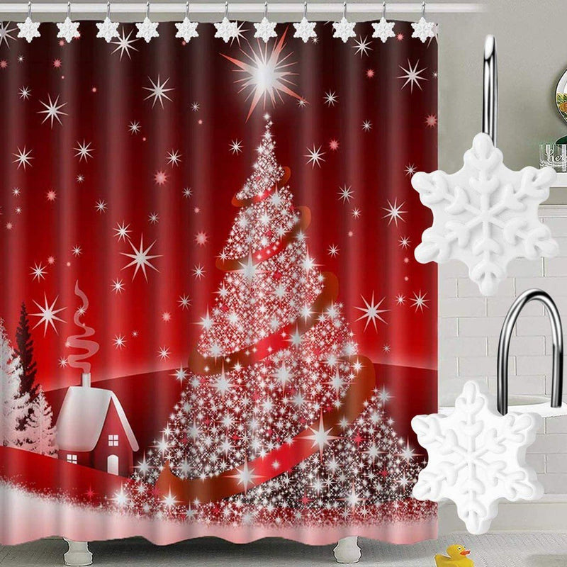 12-Pieces: Christmas Shower Curtain Anti-Rust Hooks
