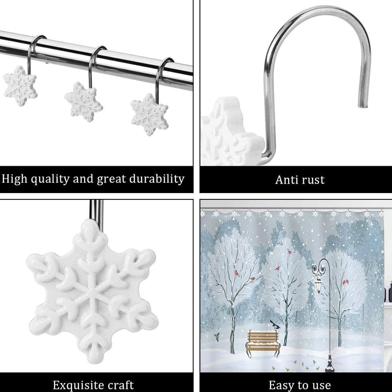 12-Pieces: Christmas Shower Curtain Anti-Rust Hooks Bath - DailySale