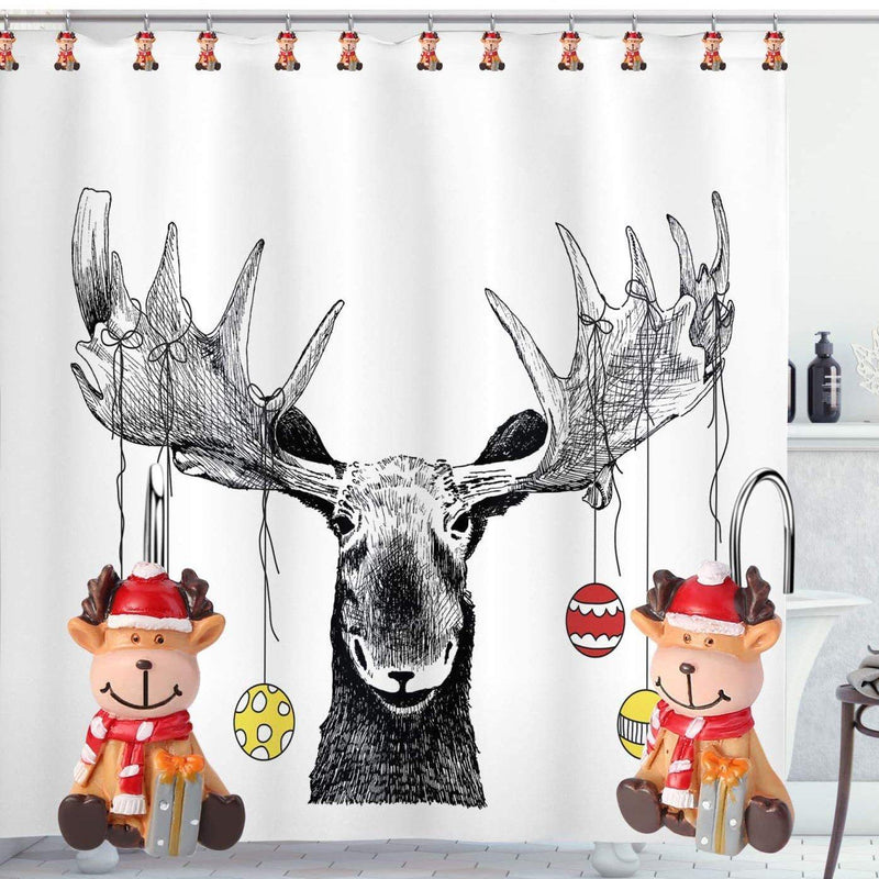 12-Pieces: Christmas Shower Curtain Anti-Rust Hooks