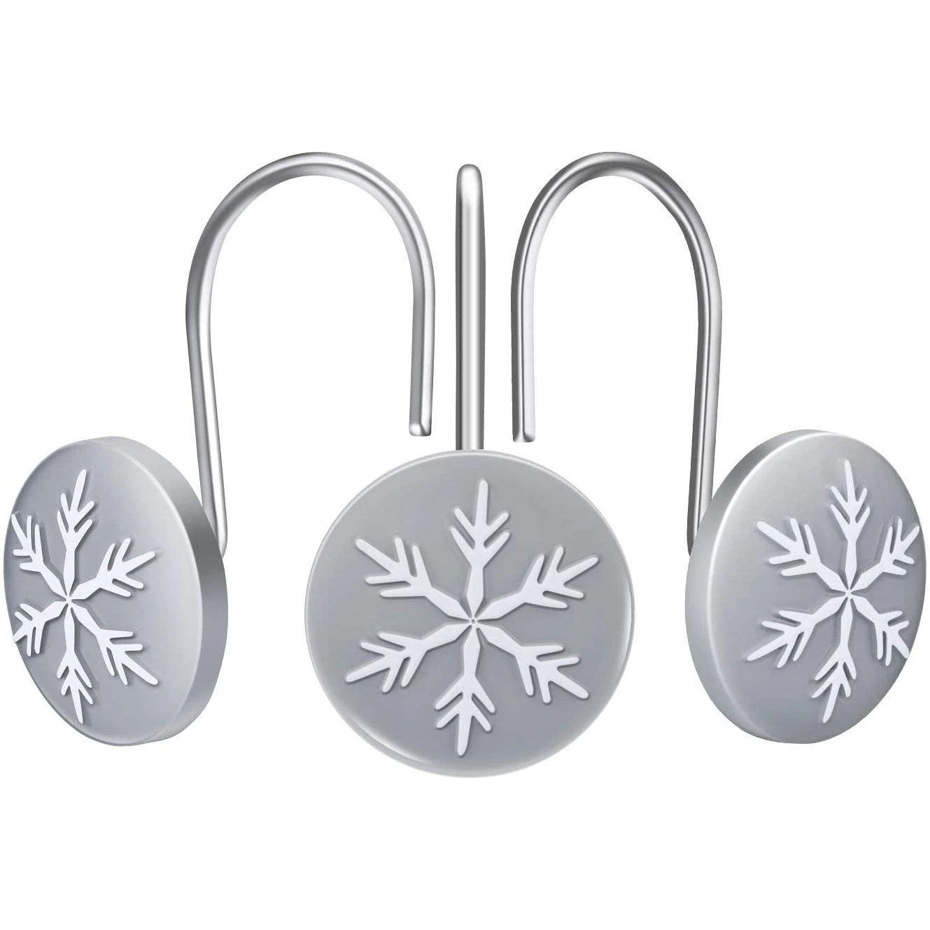 12-Pieces: Christmas Snowflake Anti-Rust Round Shower Curtain Hooks Bath - DailySale