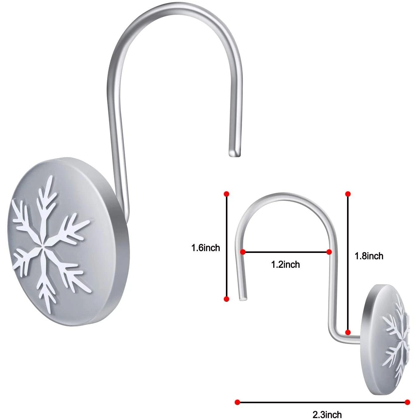 12-Pieces: Christmas Snowflake Anti-Rust Round Shower Curtain Hooks Bath - DailySale