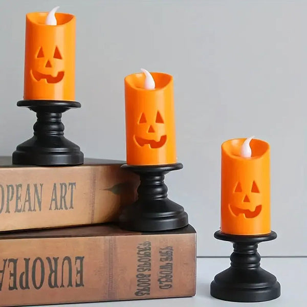 12-Pieces: Halloween LED Pumpkin Chandelier Candles Holiday Decor & Apparel - DailySale