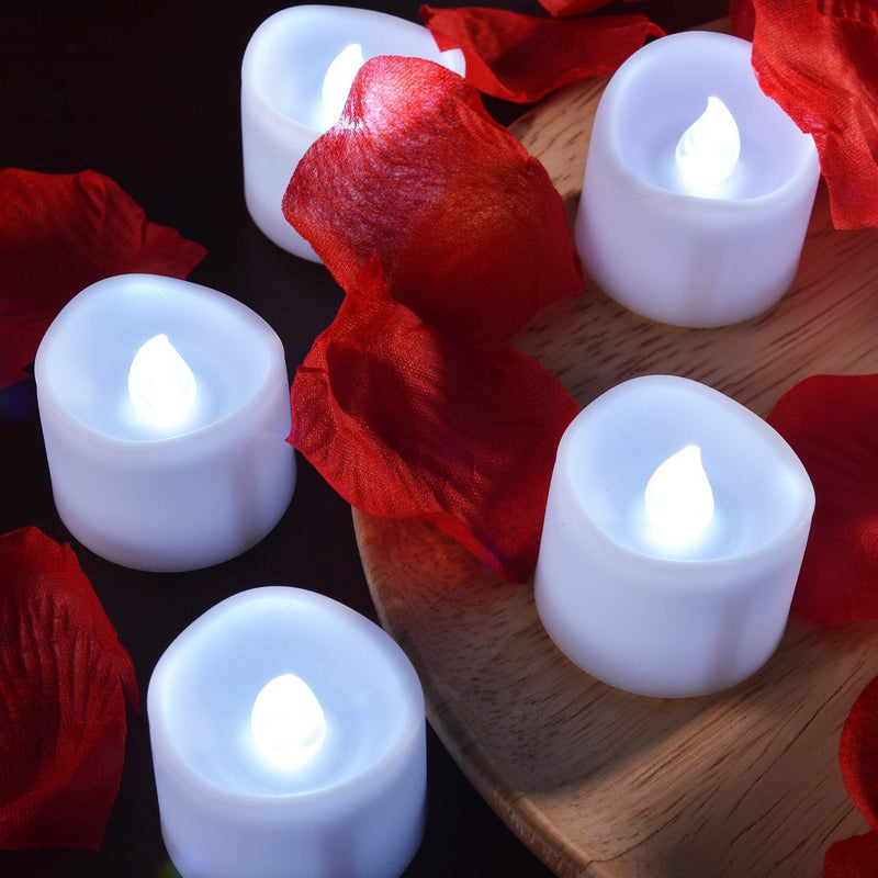 12-Pieces: LED Tealight Candle with 100-Pieces Fake Rose Petals Lighting & Decor - DailySale