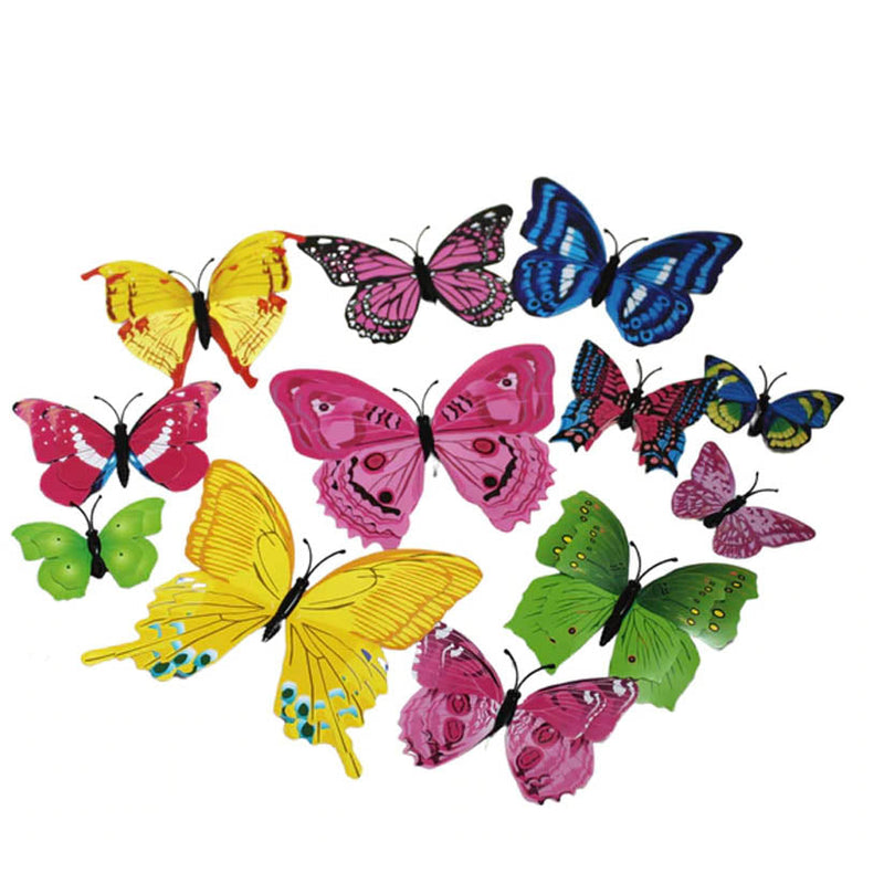 12-Pieces: Mixed Color 3D Butterfly Magnet Fridge Stickers Furniture & Decor - DailySale
