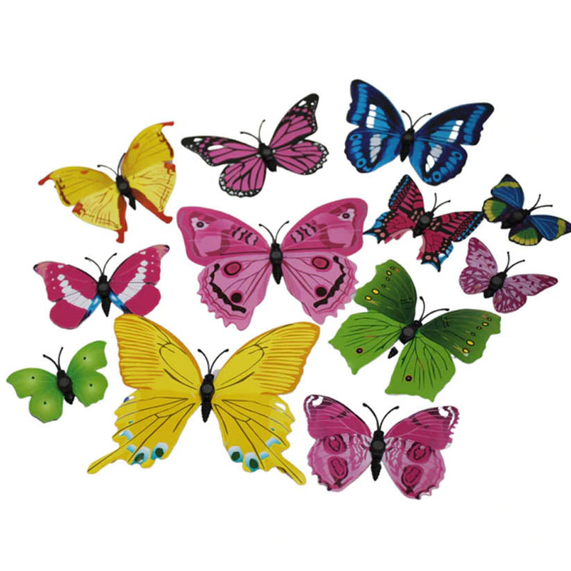 12-Pieces: Mixed Color 3D Butterfly Magnet Fridge Stickers Furniture & Decor - DailySale