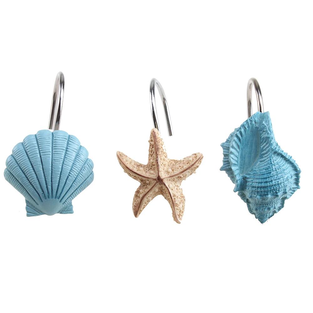 12-Pieces: Seashell Shower Curtain Hooks Bathroom Beach Shell Bath - DailySale