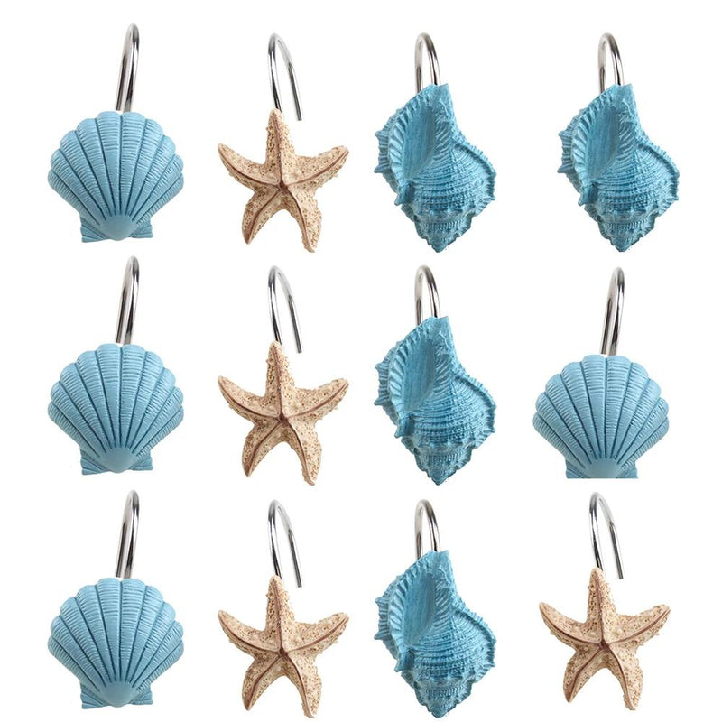 12-Pieces: Seashell Shower Curtain Hooks Bathroom Beach Shell Bath - DailySale