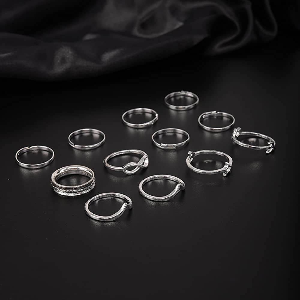 12-Pieces Set: Silver Rings for Teen Rings - DailySale