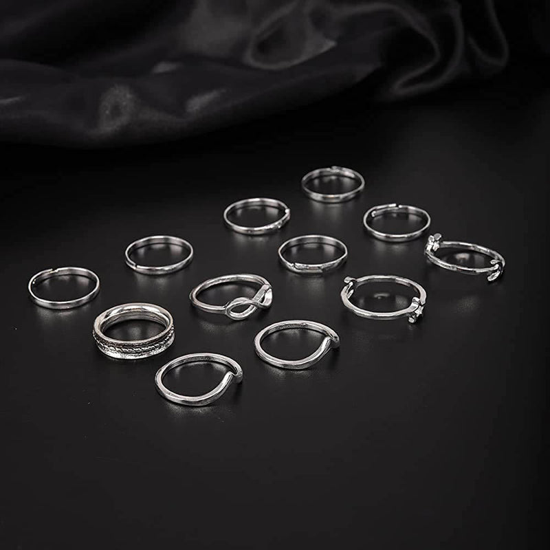12-Pieces Set: Silver Rings for Teen Rings - DailySale