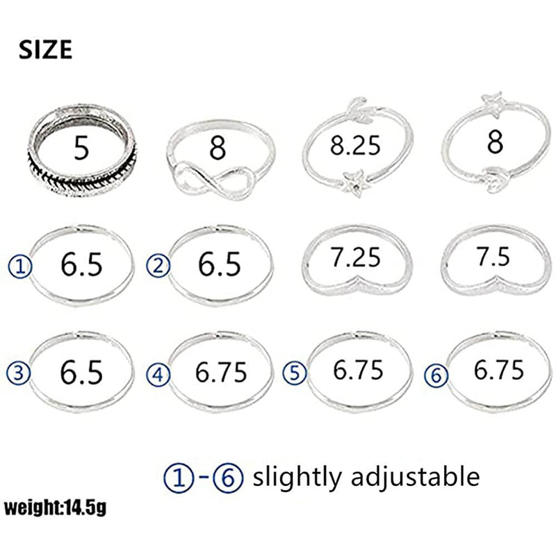 12-Pieces Set: Silver Rings for Teen Rings - DailySale