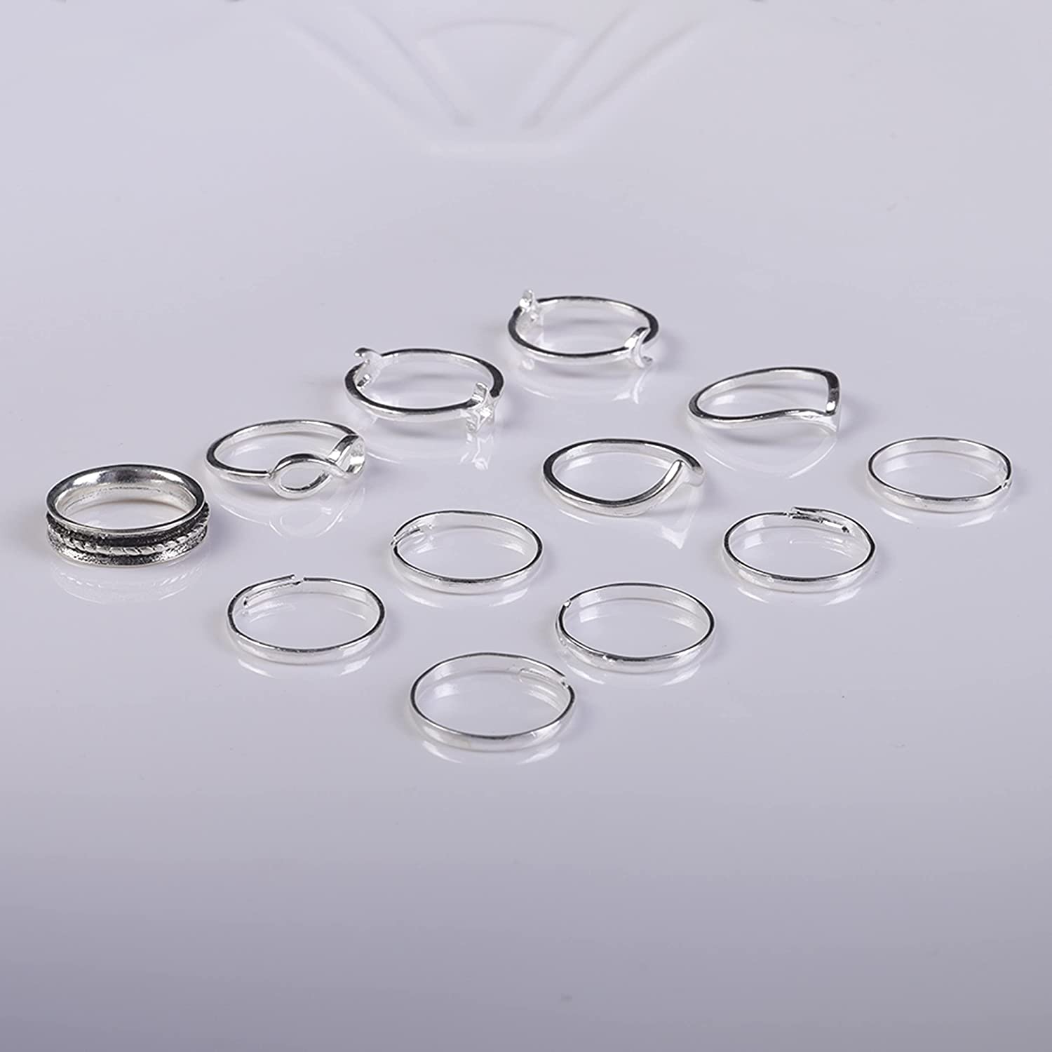 12-Pieces Set: Silver Rings for Teen Rings - DailySale