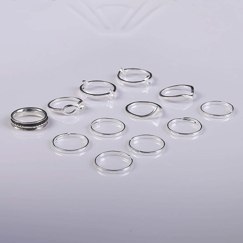 12-Pieces Set: Silver Rings for Teen Rings - DailySale