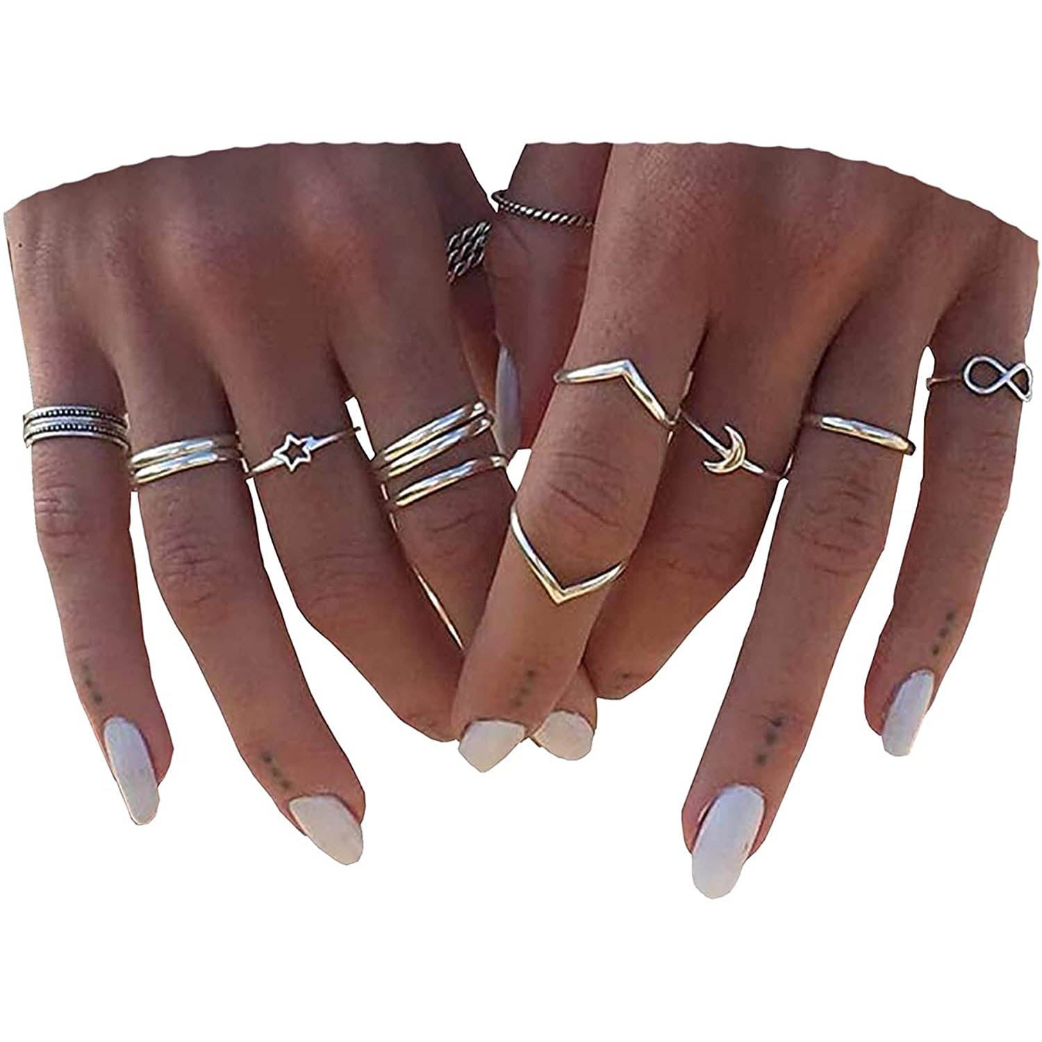 12-Pieces Set: Silver Rings for Teen Rings - DailySale