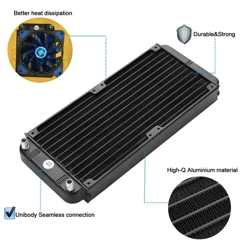 12 Pipe Aluminum CPU CO2 Laser Water Cool System Computer R240 Computer Accessories - DailySale
