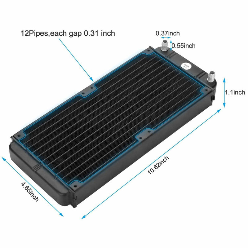 12 Pipe Aluminum CPU CO2 Laser Water Cool System Computer R240 Computer Accessories - DailySale