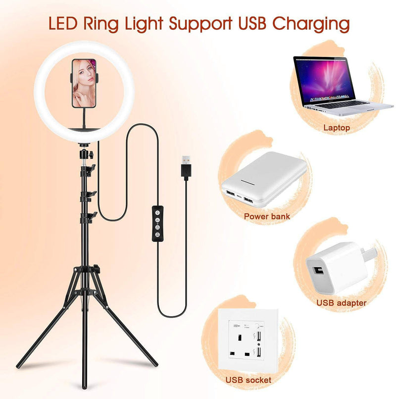 12" Selfie Ring Light with Tripod Stand and Phone Holders Indoor Lighting - DailySale