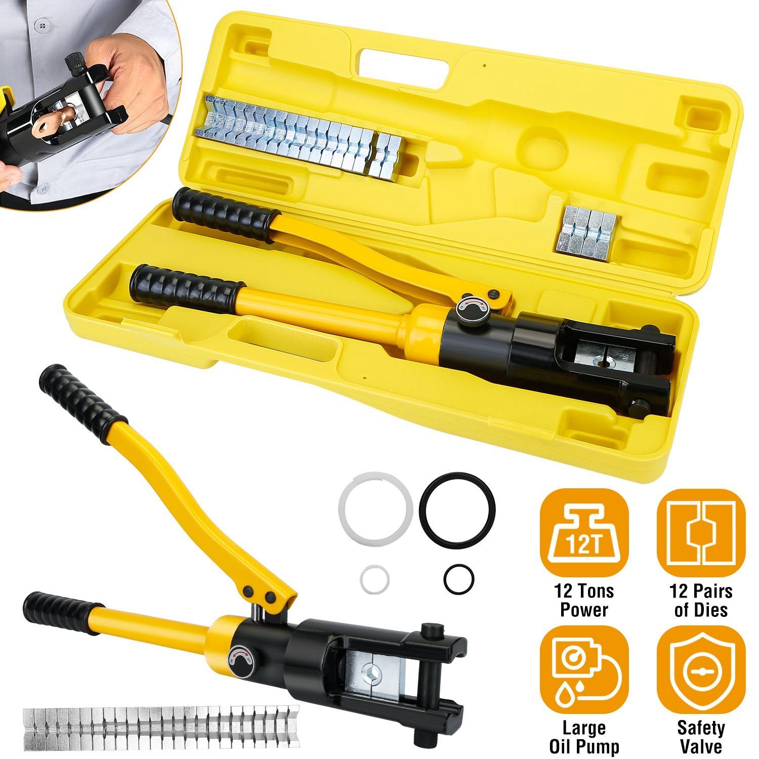 12 Ton Hydraulic Wire Crimper Home Improvement - DailySale